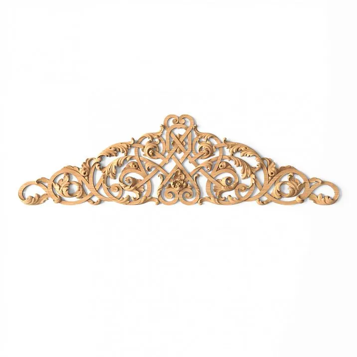 Carved overlay N-327 made of wood with floral ornament on white background