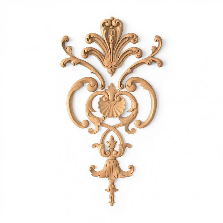 Wooden decor set with carved flowers and leaves