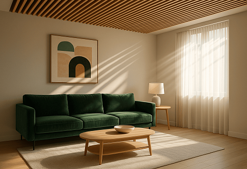 Decorative MDF strips for painting on the ceiling in a modern interior