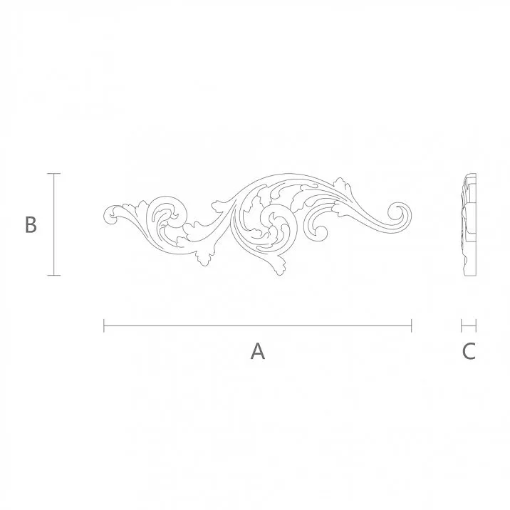 Carved Decor for Doors: Wooden Overlay N-158L Drawing