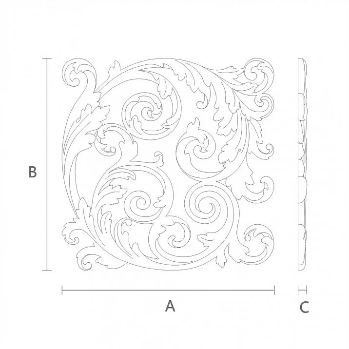Накладка из дерева с резьбой по дереву - резной декор из дерева купить в Москве чертеж
