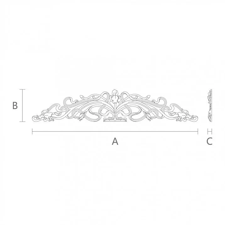 Декоративная резная накладка N-228 из дерева декор комода чертеж