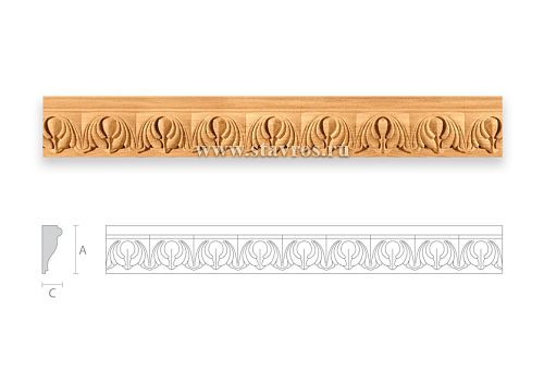 Wooden decorative trim with carving in classic style