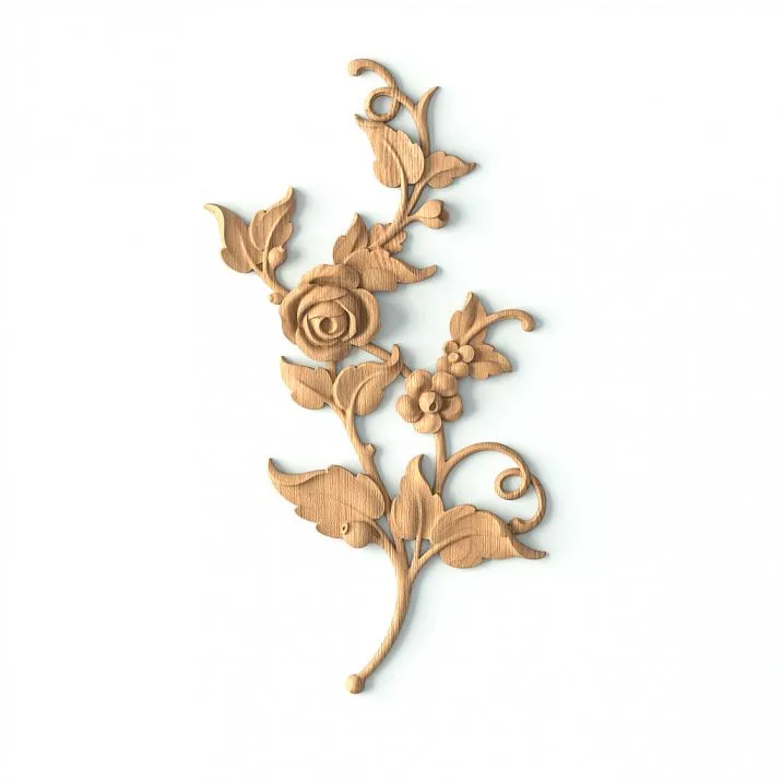 Carved Wooden Inlay N-467R with Floral Pattern for Decoration