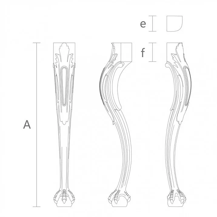 Classic wooden legs with drawing for table