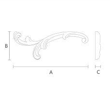 Wooden decorative overlay with carved pattern of leaves, flowers, and scrolls - drawing