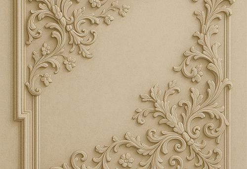 Polyurethane Ceiling Molding with Elegant Floral Ornament