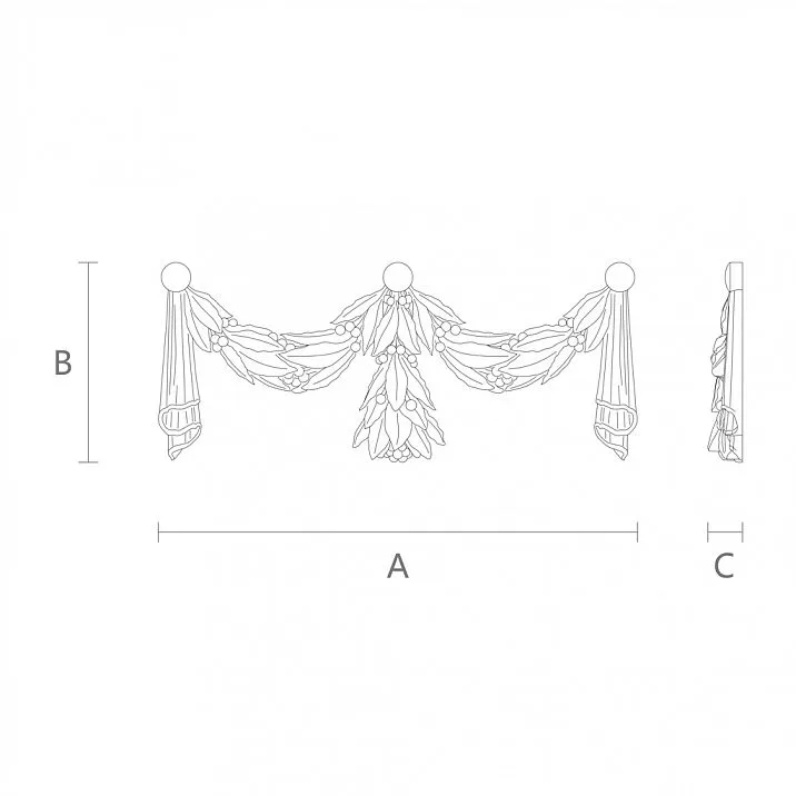 Декор для потолков N-172 с резным цветочным мотивом чертеж