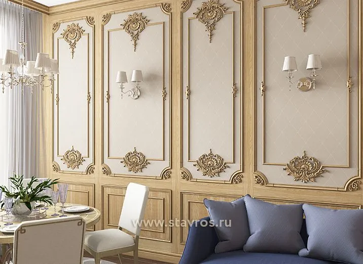 Decoration Set C-001-1, wooden with carved ornament, wall view