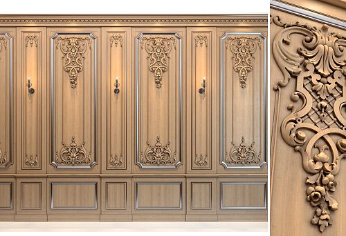 Резные деревянные украшения для интерьера на стене в классическом стиле