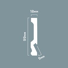 Baseboard LB99 from polystyrene HI WOOD, height 99 mm, thickness 18 mm &mdash; drawing