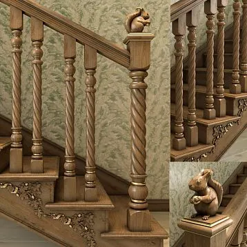 Round top on L-066 post made of oak or beech with acorn and walnut