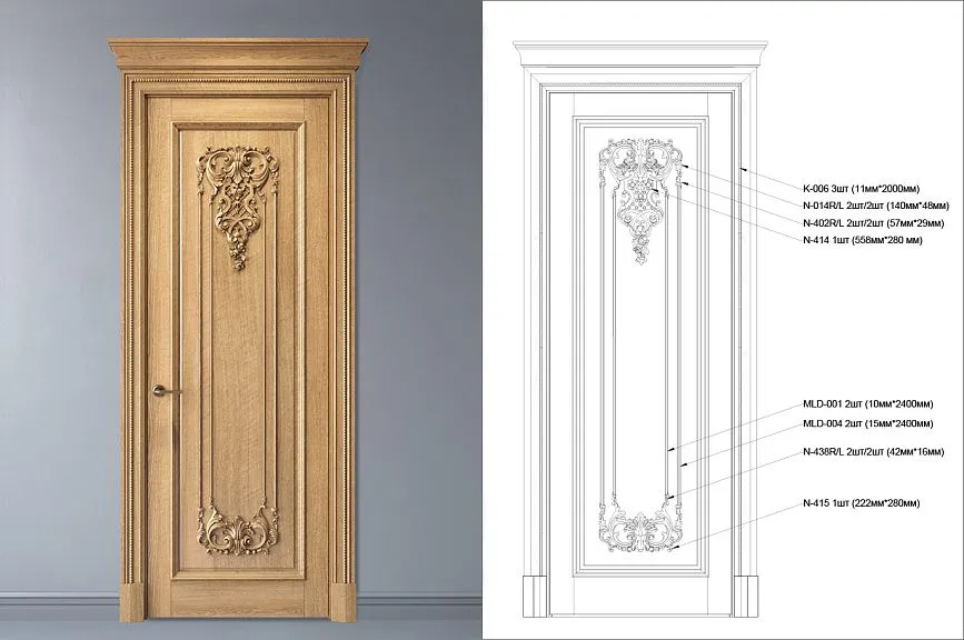 Carved door GRD-008: Decor ideas using wooden molding and carved appliqu&eacute;s
