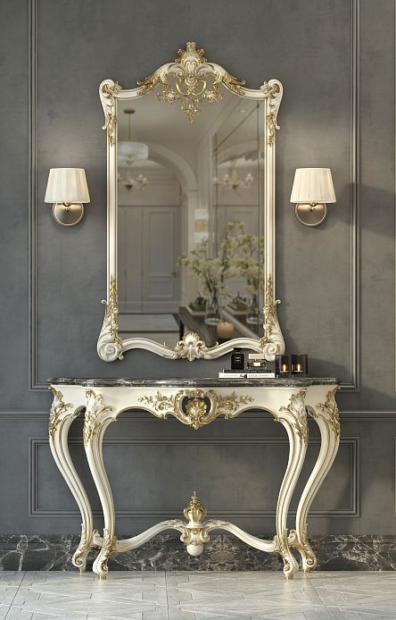 Elegant interior with carved frame RM-047 and console STL-015 &ndash; a combination of classic style and luxury