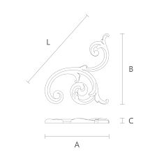Резная накладка N-285R деревянная чертеж схема