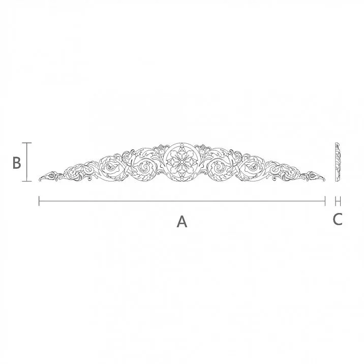 Резная накладка N-328 - декоративный элемент из дерева с красивой резьбой чертеж