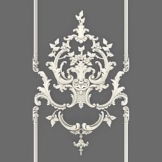 Нижняя часть панели CPU-8-2 — корзина с розами, листья и волюты, композиция «Летний сад» для классической стены