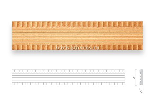 Decorative wooden strip with geometric pattern for architectural framing