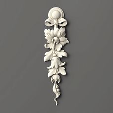 NPU-315R polyurethane decorative molding &mdash; vertical composition with leaves and scrolls for interior and facade use