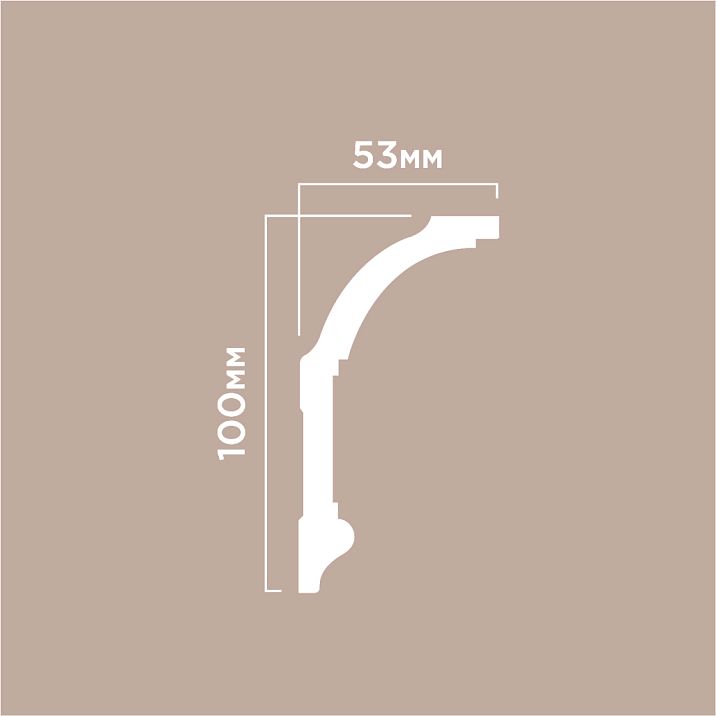 Cornice A100 POLYSTYRENE HI WOOD 100mm x 53mm x 2.0m drawing