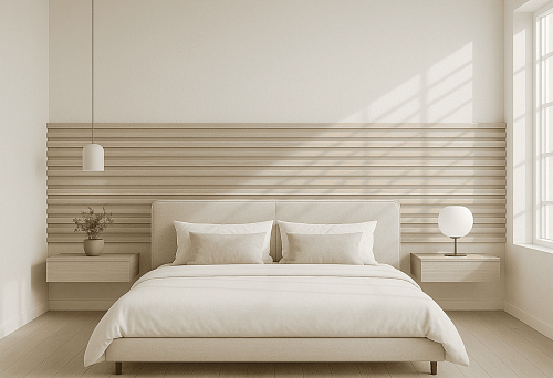 MDF rail for painting in a light-colored bedroom