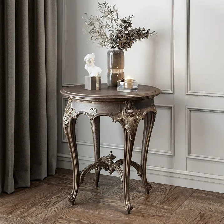 Coffee table made from solid wood in classic style, on base STL-027