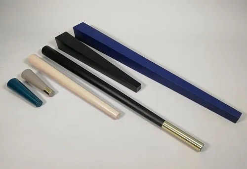 Modern Furniture Legs from Stavros with Color Accents and Metal Inserts.