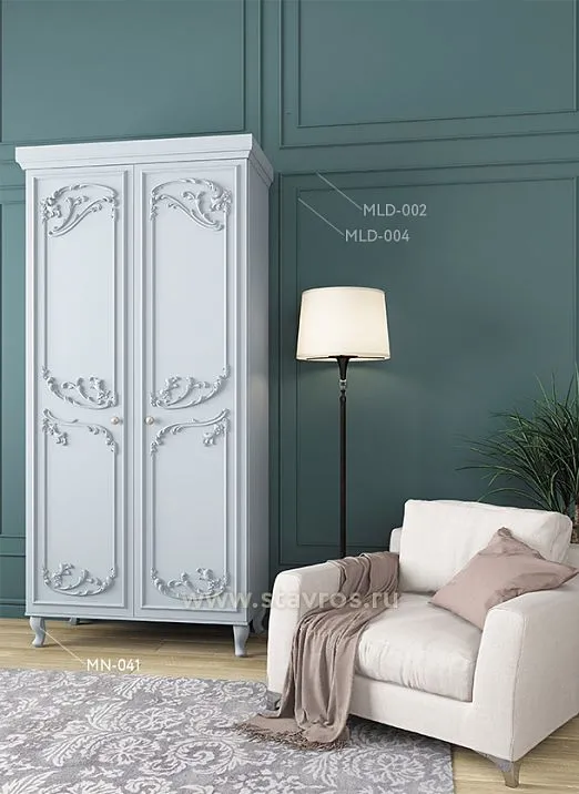 Carved decor for creating unique compositions in the interior - view on a cabinet