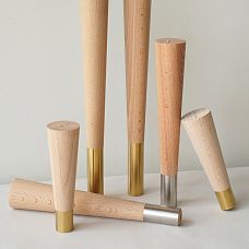 Wooden legs for furniture with metal tips MN-148