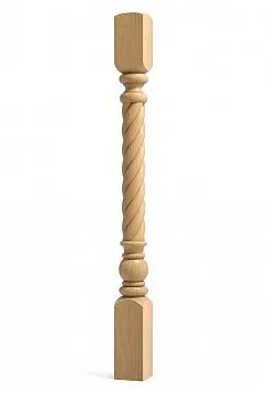 Carved twisted post from beech and oak for staircase