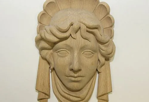 Wooden wall decoration with botanical ornaments and floral pattern