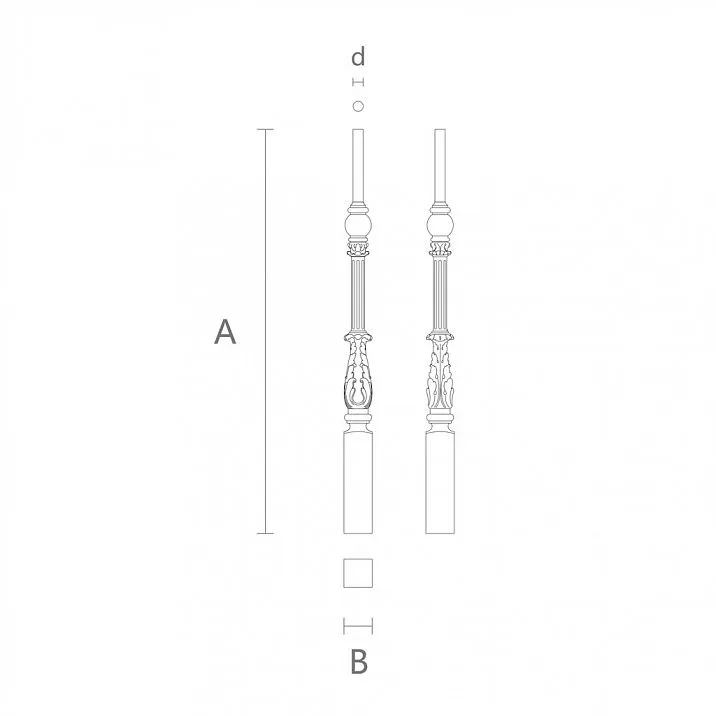Wooden Baluster L-002 with harmonious Renaissance-style design drawing