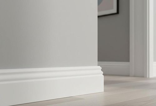 MDF skirting board for painting in the interior of a modern apartment