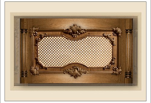 Decorative wooden lattice with carved inserts and classic ornament in frames and columns from STAVROS