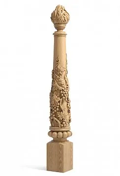 Carved wooden post L-061 grapevine