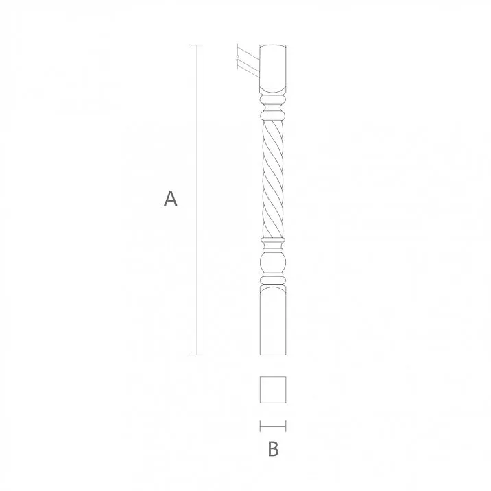 Drawing of a Spiral Wooden Stair Post