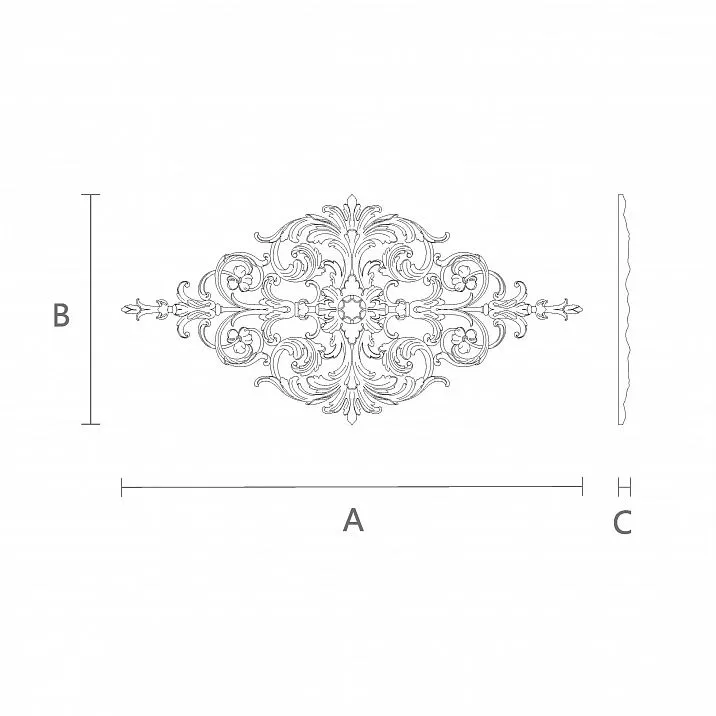 Carved applique N-420 - a beautiful and inexpensive wooden decoration element drawing