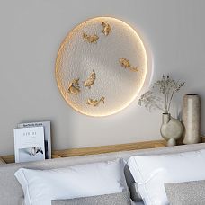 Резная накладка N-483R рыбка из дерева детальное фото на мебели