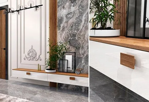 Modern interior with white panels and decor elements in the 2025 style.