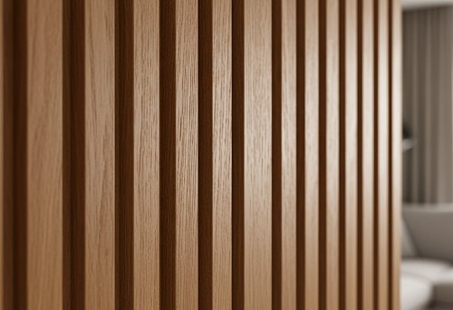 Деревянная рейка из дуба с выразительной текстурой в современном интерьере