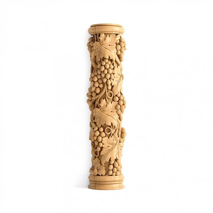 Carved Half-Column PLM-023 in Oak for Interior