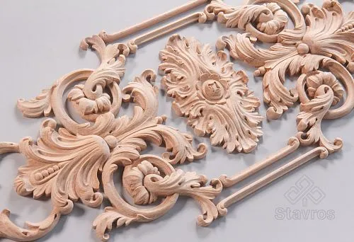 Carved Ornament from Natural Wood for Premium Interiors