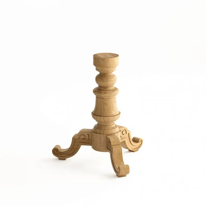 Carved Base STL-007 from solid wood with three legs