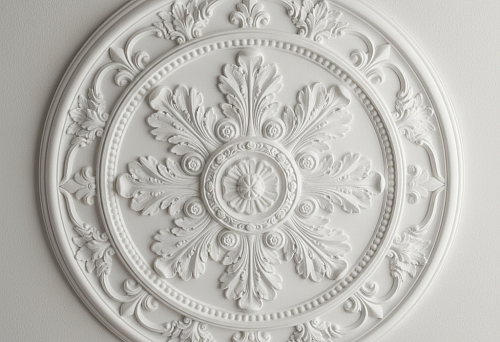Round Polyurethane Ceiling Rosette with Classic Ornament