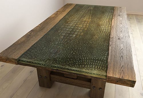 Author's desk with wooden frame and original textured top