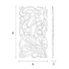 Carved overlay N-272L made of beech with wood carving drawing