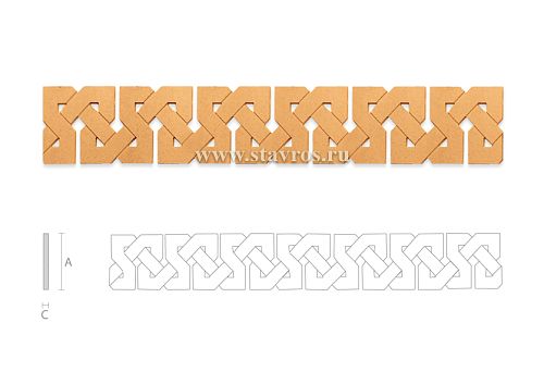 Carved decorative element with geometric ornament for jamb trim