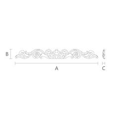 Накладка из дерева с резьбой N-214для декора интерьера, мебели, стен  чертеж