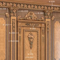 Carved Insert N-259 combined with other elements for decorating walls and doors