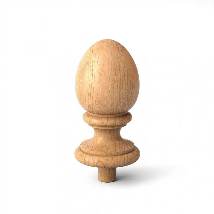 Wooden finial on post L-116 in the shape of an ellipse on a light background